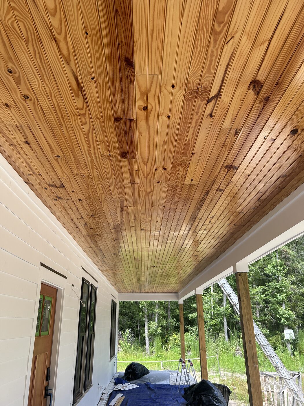 Tongue-and-groove porch ceiling