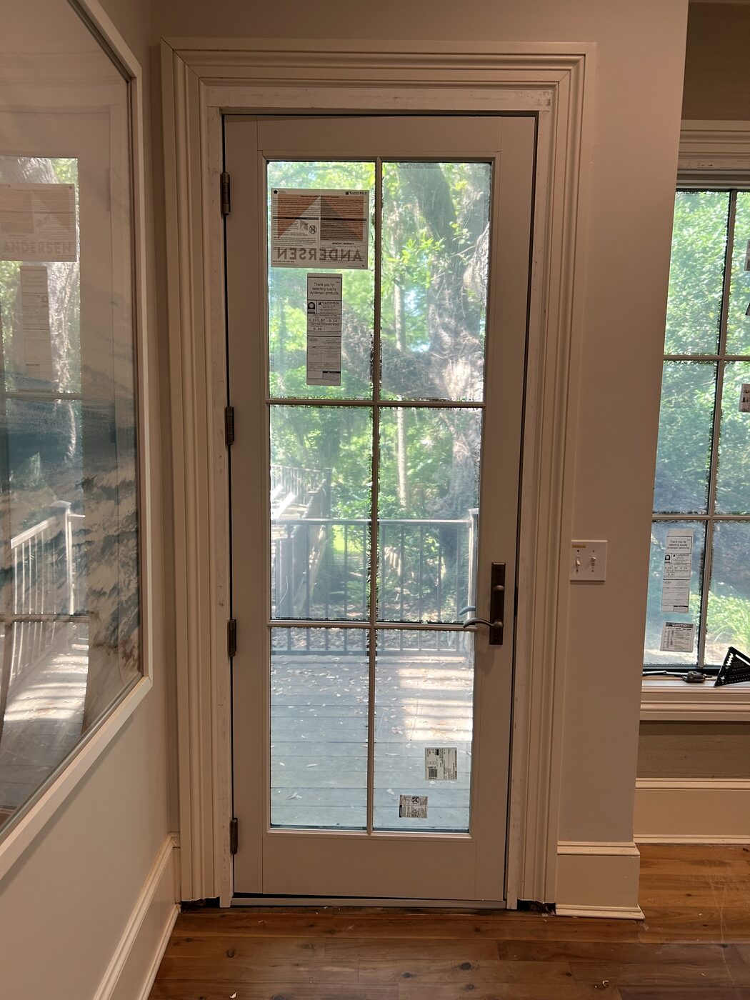 Interior glass door to the deck