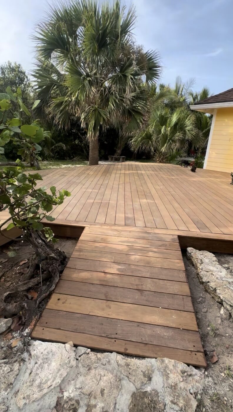 Wood deck with walkway