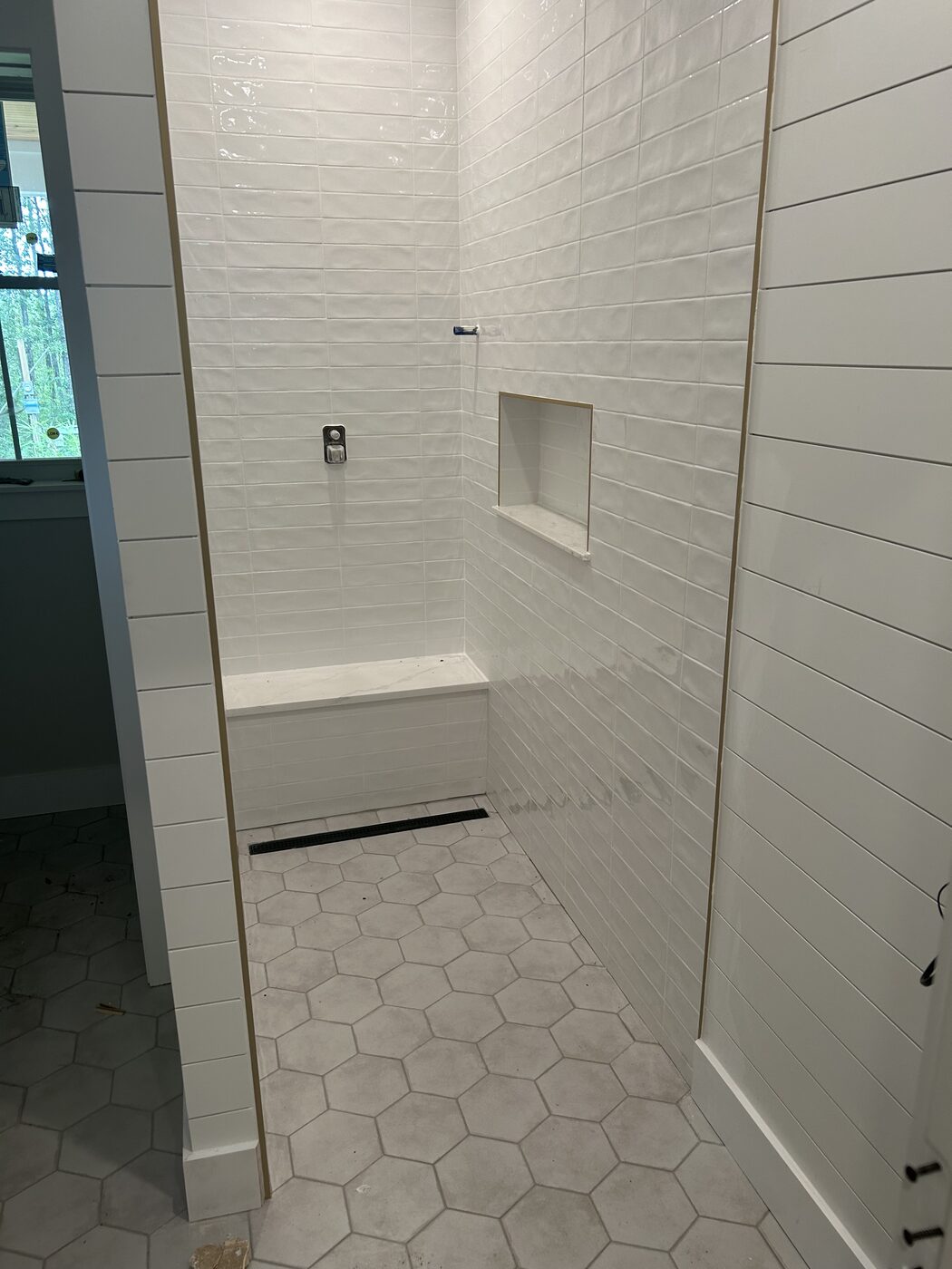 Tiled walk-in shower remodel